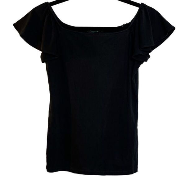 Lauren Ralph Lauren Flutter Sleeve Blouse Black Size XS Petite - Picture 3 of 4